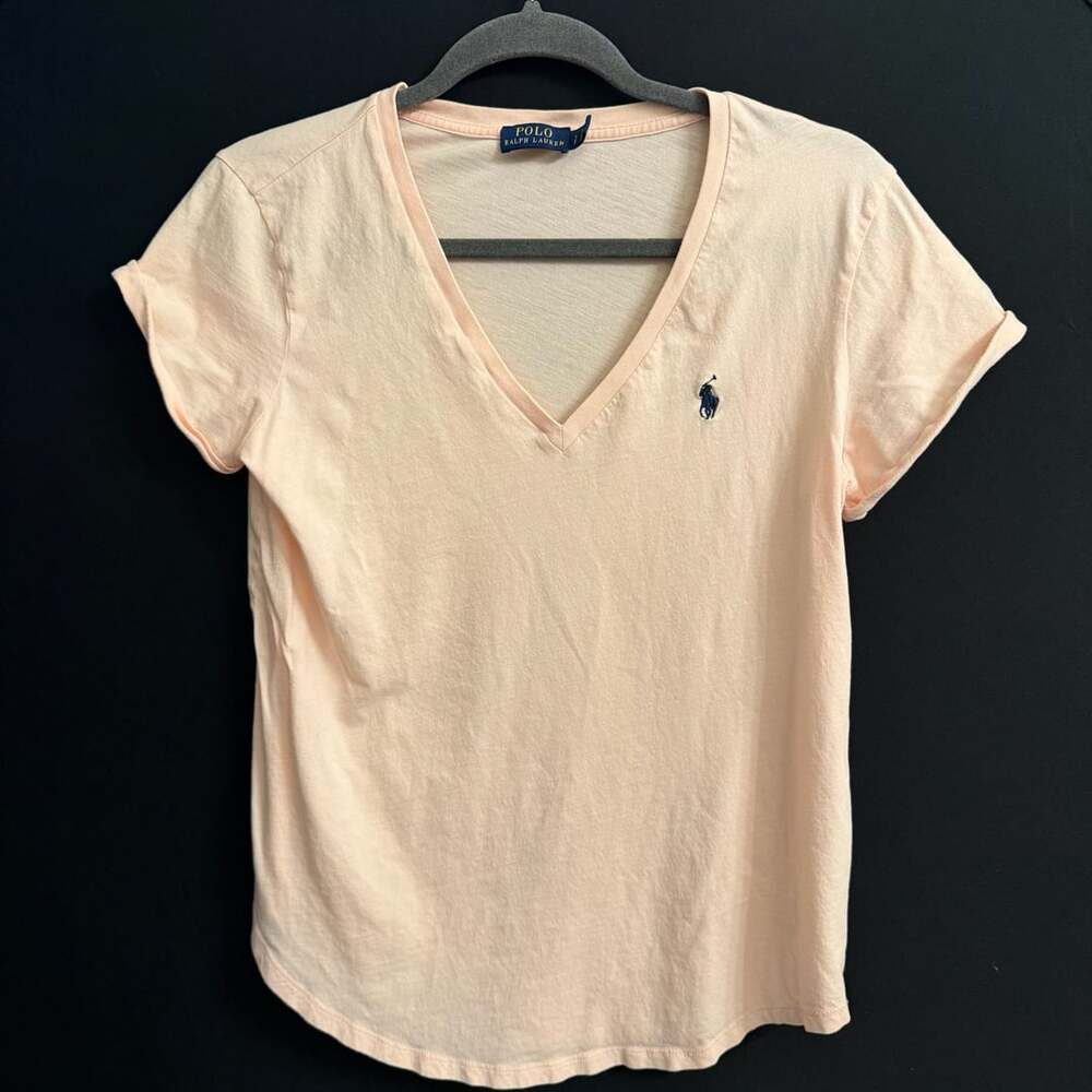 Polo Ralph Lauren V-Neck T-Shirt Pink Cotton #0752
